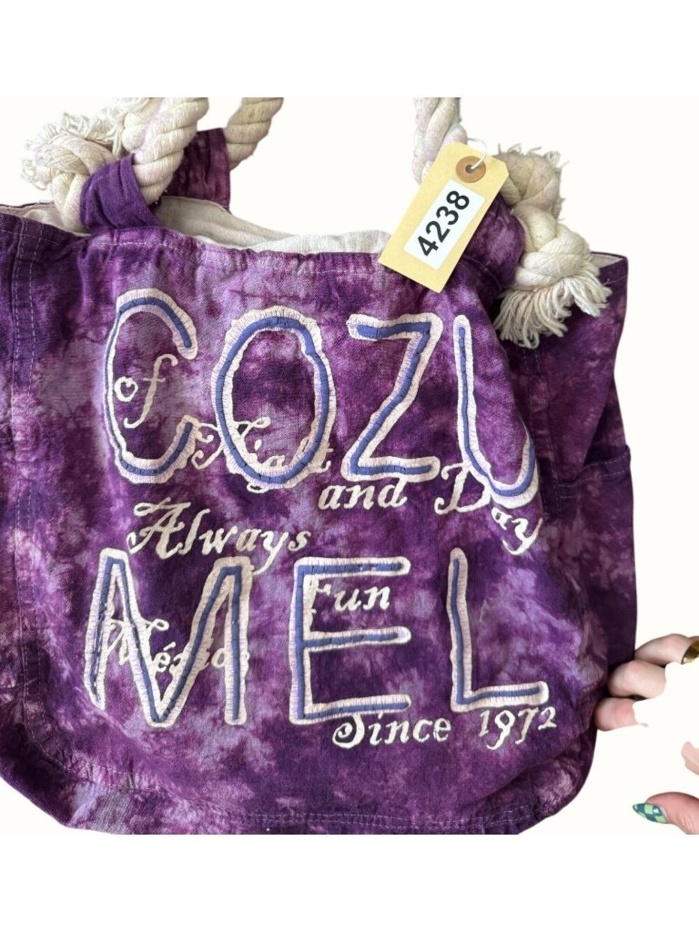 Cozumel Purple Tie-Dye Reversible Bag Beach Tote Resort Wear Cruise Bag Cute - Picture 8 of 8